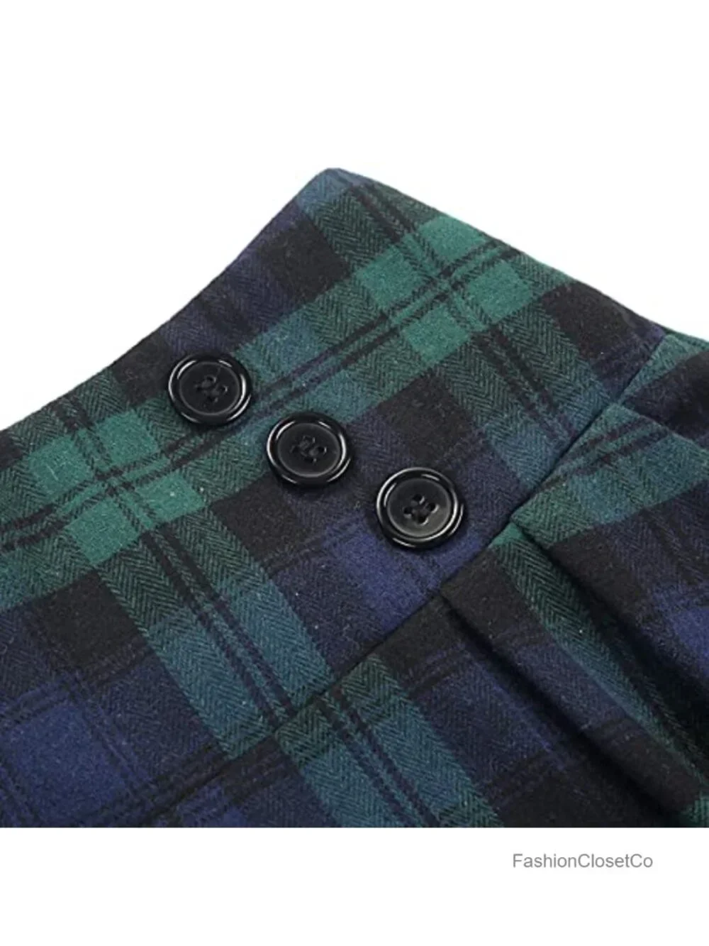 Women's High Waist Plaid A-Line Midi Skirt with Pockets